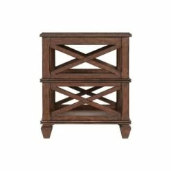 3pc Bridgton Wood Living Room Set with Coffee Table and 2 Shelf End Tables Cherry - Alaterre Furniture -Side Tables Sales unnamed file 7985