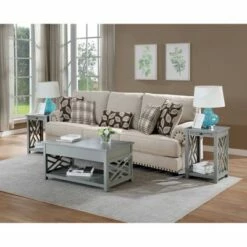 36" Middlebury Coffee Table and 2 End Tables with Tray Shelf - Alaterre Furniture Gray