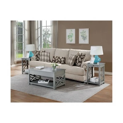 36" Middlebury Coffee Table and 2 End Tables with Tray Shelf - Alaterre Furniture Gray 11 36" Middlebury Coffee Table and 2 End Tables with Tray Shelf - Alaterre Furniture Gray - Image 9