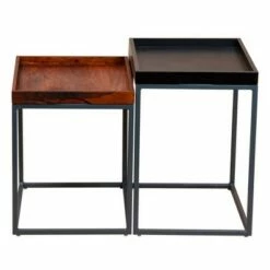 2pc Wooden Tray Top Nesting Table Set with Metal Frame Brown/Black - The Urban Port -Side Tables Sales unnamed file 803
