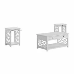36" Middlebury Coffee Table with Drawer and 2 End Tables with Tray Shelf - Alaterre Furniture White -Side Tables Sales unnamed file 8039