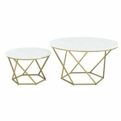 Geometric Glam Nesting Coffee Tables - Saracina Home White Marble/gold -Side Tables Sales unnamed file 81