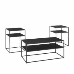 3pc Braxton Coffee and Accent Table Set Matte Black - Crosley -Side Tables Sales unnamed file 8101