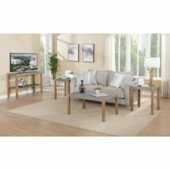 Davenport Faux Concrete and Wood Living Room Set Light Amber - Alaterre Furniture