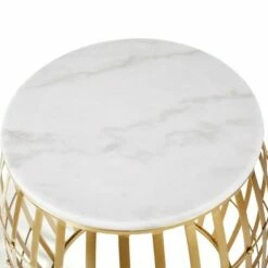 Set of 2 Nesting Tables Gold/White Marble - StyleCraft