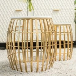 Set of 2 Nesting Tables Gold/White Marble - StyleCraft -Side Tables Sales unnamed file 821