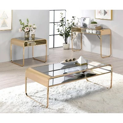 Milrix Coffee and Table Set with Tempered Glass Top Gold - miBasics 3 Milrix Coffee and Table Set with Tempered Glass Top Gold - miBasics