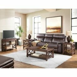 4pc Bridgton Wood Living Room Set Cherry - Alaterre Furniture