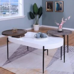 2pc Ardenna Table Set - miBasics Sand Black/dark Walnut/white High Gloss