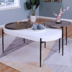 2pc Ardenna Table Set - miBasics Sand Black/dark Walnut/white High Gloss -Side Tables Sales unnamed file 8414