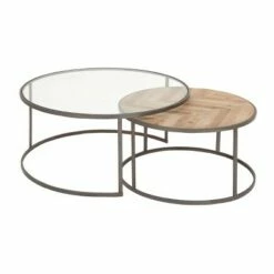 Olivia & May Set of 2 Contemporary Nesting Round Coffee Tables Gray - Olivia & May