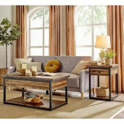 Claremont Rustic Wood Coffee Table and 2 End Tables Black - Alaterre Furniture -Side Tables Sales unnamed file 8445