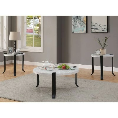 3pc Kriden Coffee Table with 2 End Tables Set - HOMES: Inside + Out Black/antique White 3 3pc Kriden Coffee Table with 2 End Tables Set - HOMES: Inside + Out Black/antique White