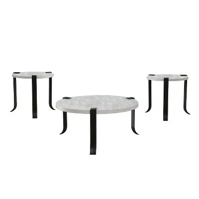 3pc Kriden Coffee Table with 2 End Tables Set - HOMES: Inside + Out Black/antique White 5 3pc Kriden Coffee Table with 2 End Tables Set - HOMES: Inside + Out Black/antique White - Image 3