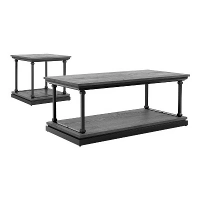 2pc Tullymore Coffee and End Table Set - miBasics Dark Oak/black 11 2pc Tullymore Coffee and End Table Set - miBasics Dark Oak/black - Image 9