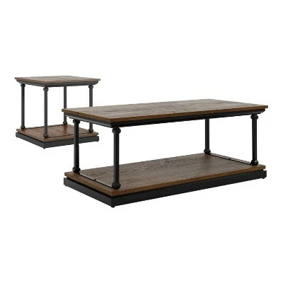 2pc Tullymore Coffee and End Table Set - miBasics Dark Oak/black 13 2pc Tullymore Coffee and End Table Set - miBasics Dark Oak/black - Image 11