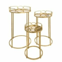 3pc Accent Tables Mirror Top Aged Gold - Sagebrook Home -Side Tables Sales unnamed file 858