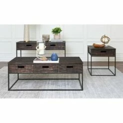 3pc Thomas Wood Table Collection Dark Brown - Abbyson Living