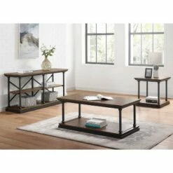 3pc Tullymore Coffee Table Set - miBasics Antique Gray/black