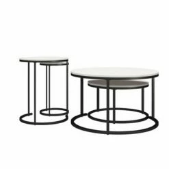 Room & Joy Claret Nesting Coffee and End Table Bundle Ivory Pine/Black Metal - Room & Joy -Side Tables Sales unnamed file 8697