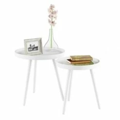 Yorkshire Home Nesting End Tables with Tray Top - Lavish Home White