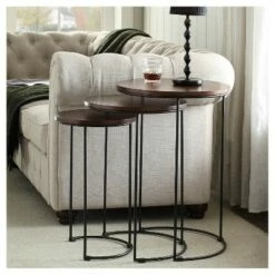 Carolina Cottage Eloise Nesting Table Set - Chestnut/Black - Carolina Chair and Table