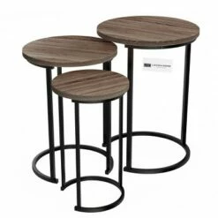 Hastings Home Woodgrain Coffee Table Set - 3 Pcs, Gray/Brown -Side Tables Sales unnamed file 8761