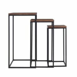 Set of 3 Murchway Square Nesting Tables Black/Espresso - Aiden Lane