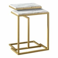 Kircubbin Nesting Table with Faux Marble Top - miBasics Gold/white -Side Tables Sales unnamed file 8772