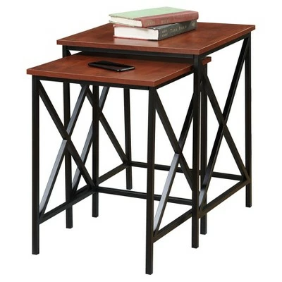 Breighton Home Tucson Nesting End Tables - Cherry - Black - Convenience Concepts 3 Breighton Home Tucson Nesting End Tables - Cherry - Black - Convenience Concepts
