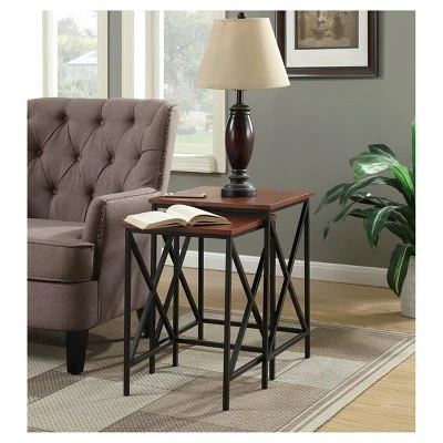 Breighton Home Tucson Nesting End Tables - Cherry - Black - Convenience Concepts 4 Breighton Home Tucson Nesting End Tables - Cherry - Black - Convenience Concepts - Image 2