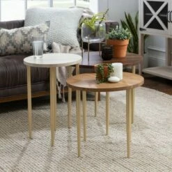 Set of 3 Round Nesting Coffee Tables - Saracina Home Birch -Side Tables Sales unnamed file 8815