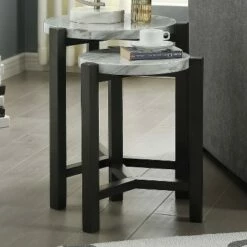 Crega Nesting Side Table Brushed Brown Gray - miBasics