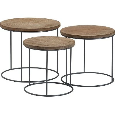 Set of 3 Berkshire Distressed Wood Nesting Side Tables Distressed Wood - Finch 5 Set of 3 Berkshire Distressed Wood Nesting Side Tables Distressed Wood - Finch - Image 3