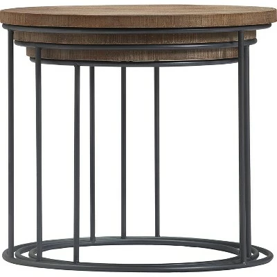 Set of 3 Berkshire Distressed Wood Nesting Side Tables Distressed Wood - Finch 11 Set of 3 Berkshire Distressed Wood Nesting Side Tables Distressed Wood - Finch - Image 9