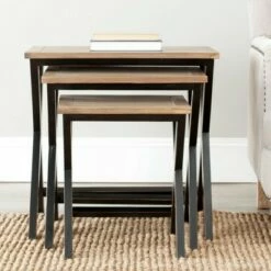 Marsha Accent Table Black/Oak - Safavieh