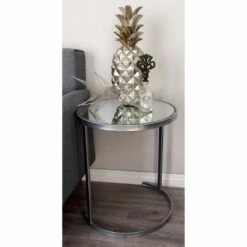 Olivia & May Set of 3 Contemporary Tin Accent Tables Silver - Olivia & May