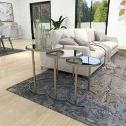 Olivia & May Set of 3 Contemporary Tin Accent Tables Silver - Olivia & May -Side Tables Sales unnamed file 8921