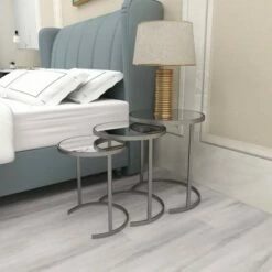 Olivia & May Set of 3 Contemporary Tin Accent Tables Silver - Olivia & May -Side Tables Sales unnamed file 8924