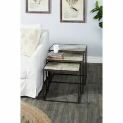 Olivia & May Set of 3 Vintage Metal Accent Tables Gray - Olivia & May