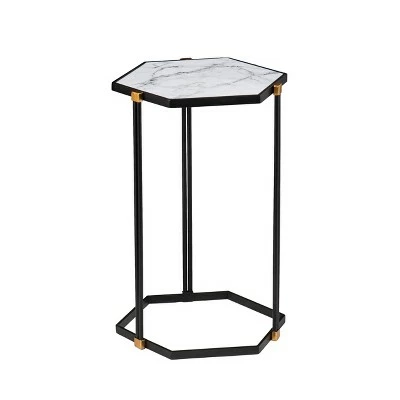 Set of 2 Memthy Faux Marble Nesting Tables Black/Gold - Aiden Lane 6 Set of 2 Memthy Faux Marble Nesting Tables Black/Gold - Aiden Lane - Image 4