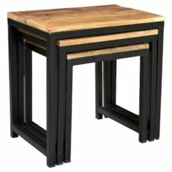 3pc Wood and Iron Nest of Tables Natural - Timbergirl 10 3pc Wood and Iron Nest of Tables Natural - Timbergirl -Side Tables Sales unnamed file 8979