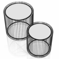 Ederney Round Nesting Table with Mirror Top Black - miBasics -Side Tables Sales unnamed file 8983