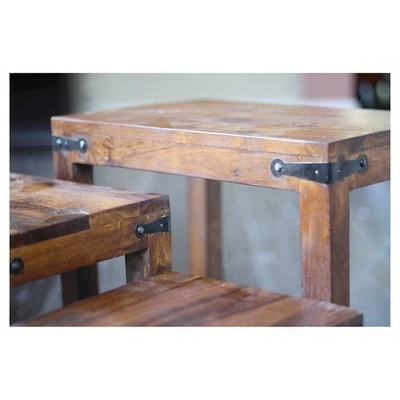 3pc Handcrafted Rustic Nesting Tables Natural - Timbergirl 3 3pc Handcrafted Rustic Nesting Tables Natural - Timbergirl