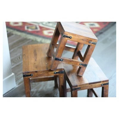 3pc Handcrafted Rustic Nesting Tables Natural - Timbergirl 9 3pc Handcrafted Rustic Nesting Tables Natural - Timbergirl - Image 7