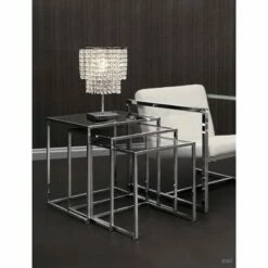 Modern Chrome Steel Tube and Tempered Glass Nesting table Set - ZM Home -Side Tables Sales unnamed file 8996
