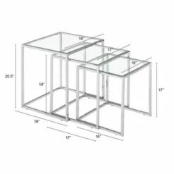 Modern Chrome Steel Tube and Tempered Glass Nesting table Set - ZM Home -Side Tables Sales unnamed file 8998