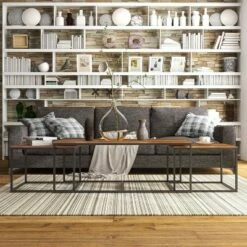 3pc Fondaine Nesting Coffee Table Set Natural Oak - HOMES: Inside + Out