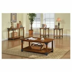 3pc Lenmark Occasional Table Set Oak - HOMES: Inside + Out