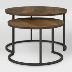Fort Worth Wood Grain Finish Nesting Coffee Table Brown - CorLiving -Side Tables Sales unnamed file 9025